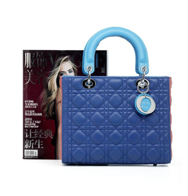 replica jumbo lady dior lambskin leather 6325 blue&pink